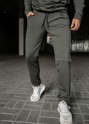 Спортивные мужские брюки черно-белые/хаки-белые intruder10 фото