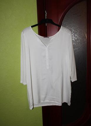 Белая женская блузка трикотаж и шелк, размер л, хл от orsay