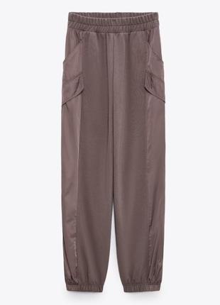 Комбинированные брюки карго zara2 фото