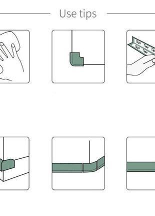 Набор защитная лента на острые углы бежевый и гибкий замок на мебель от детей зелёный (vol-1728)5 фото