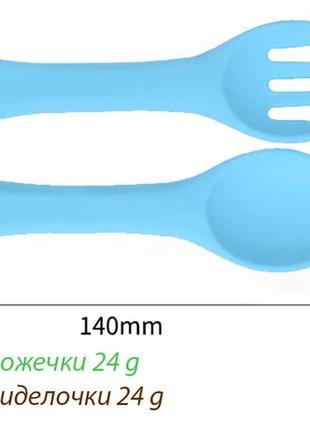 Набор посуды 2life глубокая тарелка y5, ложка, вилка и слюнявчик голубой (vol-10462)3 фото