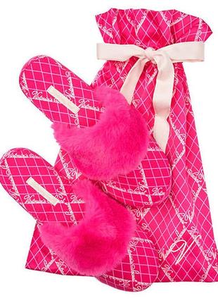 Капці victoria's secret satin pink logo slippers