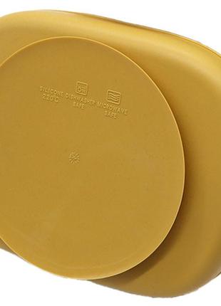 Четырех-секционная силиконовая тарелка d11,приборы в кейсе, слюнявчик силиконовый серый(vol-10272)3 фото