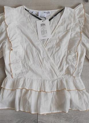 Вінтажна блуза з натуральної бавовни selected femme розмір м3 фото