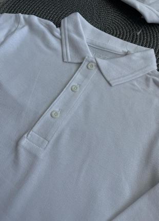 Біла сорочка кофта шкільна з комірцем поло з довгим рукавом світшот дитячий3 фото