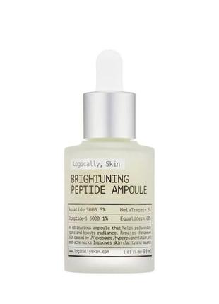 Пептидная сыворотка против пигментных пятен и неровного тона logically, skin brightuning peptide ampoule 30 мл1 фото