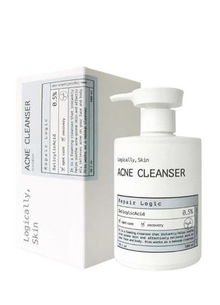 Очищающее средство для кожи лица и тела с акне logically skin acne cleanser, 300 мл