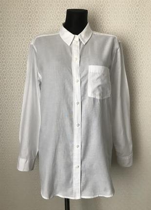 Трендовая стильная белая рубашка оверсайз от h&m, размер 38, укр 46-48-502 фото