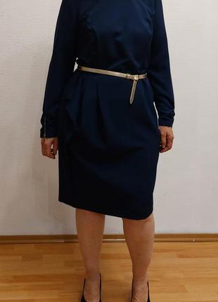 Синя сукня lesya з золотим паском7 фото