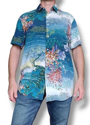 Zara сорочка чоловіча с контрастним квітковим принтом zara3 фото
