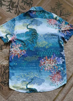 Рубашка zara с контрастним цветочным принтом7 фото