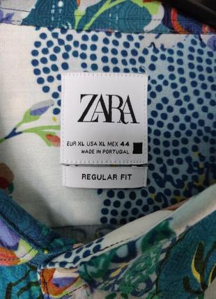 Zara сорочка чоловіча с контрастним квітковим принтом zara8 фото