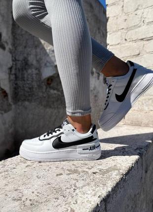 Женские кроссовки кеды nike air force 1 shadow white black найк аир форс шадов беже с чернением3 фото