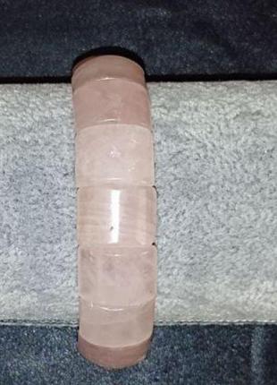 Браслет на резинці з натурального каменю рожевий кварц прямокутні ланки d-15х12мм+- l- 20см+-
