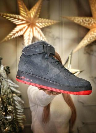 Nike air force мужские зимние ботинки с мехом в сером цвете /осень/зима/весна😍3 фото