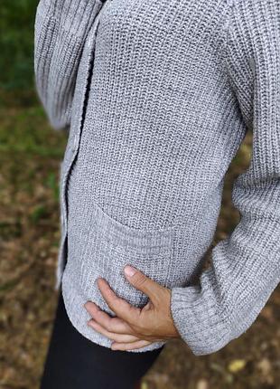 Сірий вкорочений кардиган 2