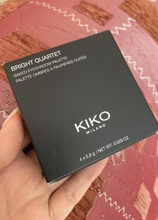 Палетка теней bright quartet baked eyeshadow palette kiko milano 02 розово-лиловые8 фото