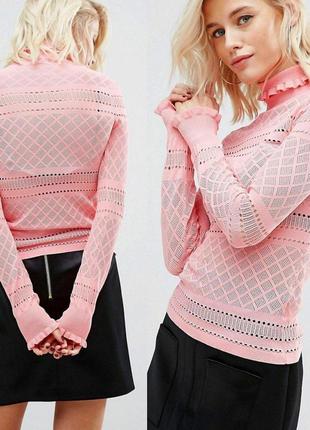 Джемпер нежной ажурной вязки розовый river island