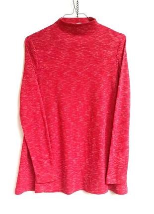 🖤▪️трикотажний лонгслів светр джемпер червоно - рожевий колір в рубчик▪️🖤 кофта  світшот трикотаж меланж