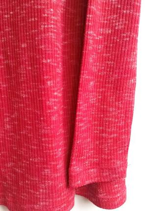 🖤▪️трикотажний лонгслів светр джемпер червоно - рожевий колір в рубчик▪️🖤 кофта  світшот трикотаж меланж6 фото