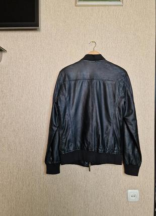 Стильный кожаный бомбер, куртка из натуральной кожи louis feraud, оригинал