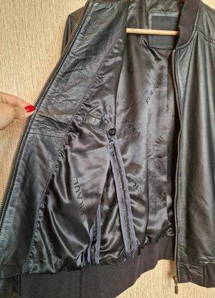 Стильный кожаный бомбер, куртка из натуральной кожи louis feraud, оригинал