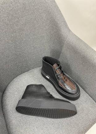 Черные замшевые кожаные ботинки высокие лоферы много цветов на выбор6 фото