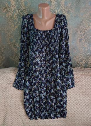 Женское платье миди в цветы большой размер батал 50 /52/542 фото