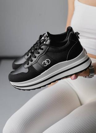 Суперовые черные кроссовки с белой подошвой, экокожа1 фото