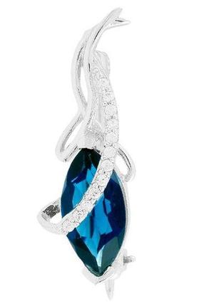 Срібна брошка з сапфіром нано