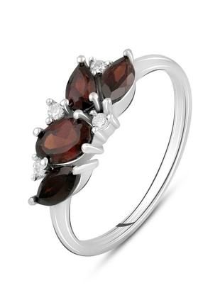 Серебряное кольцо komilfo с натуральным гранатом 1.148ct, вес изделия 2,45 гр (2120537) 17 размер