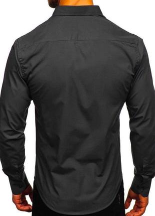 Мужская рубашка as классическая черная | рубашка мужская прямая slim regular fit3 фото