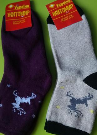 Шкарпетки жіночі махрові новорічні олені набір2 фото