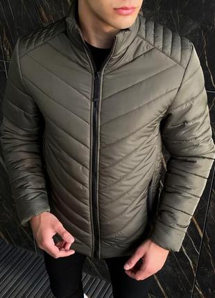 Куртка мужская демисезонная стеганая vpevn до 0*с бежевая куртка утепленная осенняя весенняя9 фото