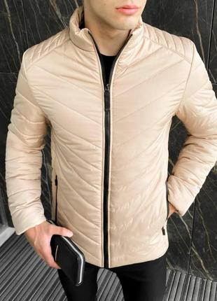 Куртка мужская демисезонная стеганая vpevn до 0*с бежевая куртка утепленная осенняя весенняя3 фото