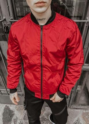 Бомбер мужской весенний осенний classic красный куртка мужская ветровка весенняя осенняя