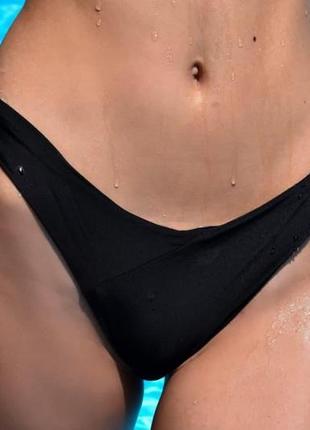 Женский купальник бифлекс dotyk baze черный | комплект пляжный женский топ + плавки на лето7 фото