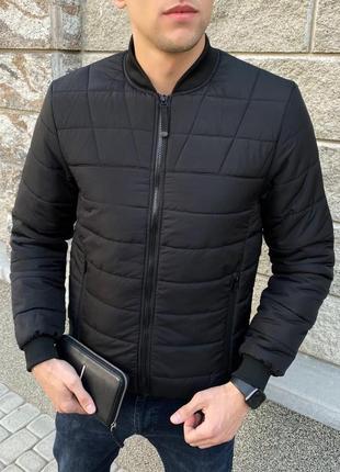 Мужская куртка демисезонная весенняя осенняя jacket до 0*с черная бомбер мужской утепленный