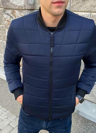 Чоловіча куртка демісезонна весняна осіння jacket до 0*с синя бомбер чоловічий утеплений