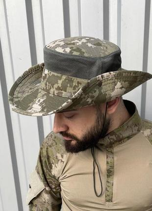 Панама мужская тактическая армейская hano камуфляжная хаки шляпа панама военная летняя с сеткой милитари1 фото