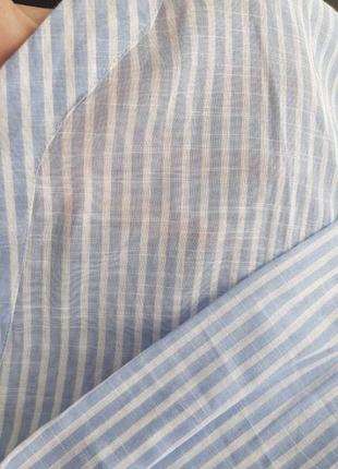 Пляжное платье-рубашка, туника голубая в полоску4 фото
