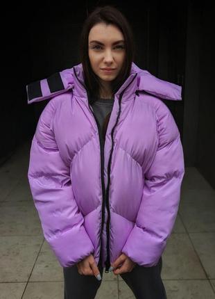 Куртка женская зимняя с капюшоном оверсайз quadro молочная  пуховик мужской теплый короткий5 фото