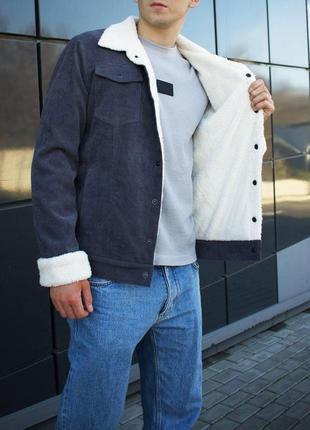 Куртка піджак чоловіча вельветова на хутрі ram піджак вельветовий повсякденний теплий3 фото