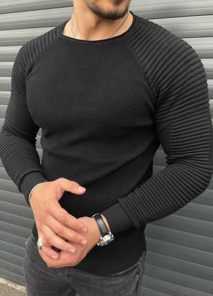 Кофта мужская теплая классическая jone черная свитер мужской весенний осенний пуловер
