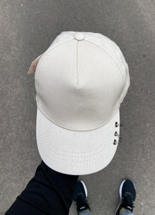 Кепка чоловіча жіноча з кільцями base бавовняна бежева бейсболка тракер спортивна