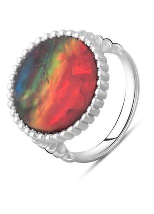 Серебряное кольцо с натуральным аммолитом
