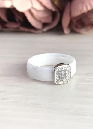 Серебряное кольцо komilfo с керамикой, вес изделия 4,08 гр (1579343) 16 размер2 фото