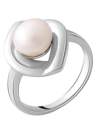Серебряное кольцо komilfo с натуральным жемчугом, вес изделия 3,57 гр (2055402) 17.5 размер
