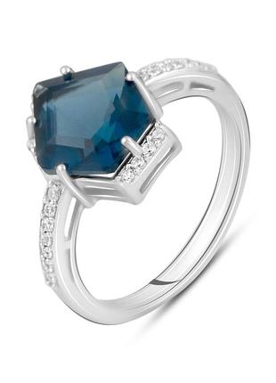 Серебряное кольцо komilfo с топазом лондон блю 2.575ct, вес изделия 2,77 гр (2120735) 17.5 размер