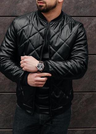 Куртка чоловіча шкіряна весняна осіння band x black